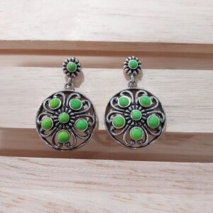 Vintage Sterling Silver 925 Dangle Floral Earrings